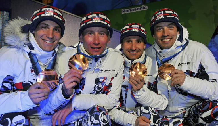 Medailisté z olympijských her ve Vancouveru - Martin Jakš, Lukáš Bauer, Jiří Magál a Martin Koukal